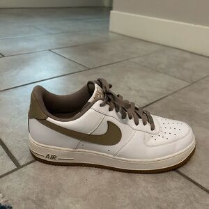 Nike Men's White and Tan Air Force Ones